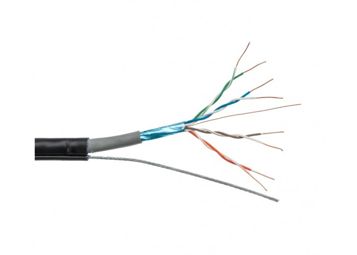 Кабель Logicpower Cat. 5e FTP 4x2x0.51мм CCA 305м із тросом 7x0,4мм