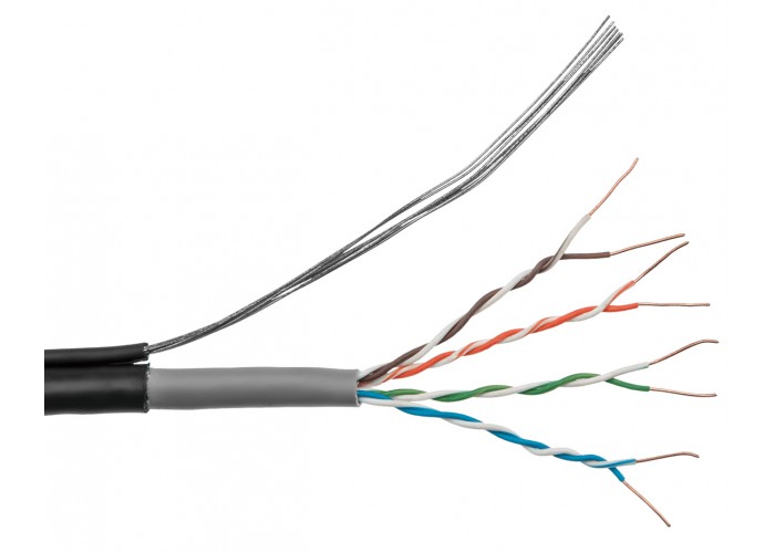 Кабель Logicpower Cat. 5e UTP 4x2x0.50мм CU 305м. з тросом 7x0,4мм