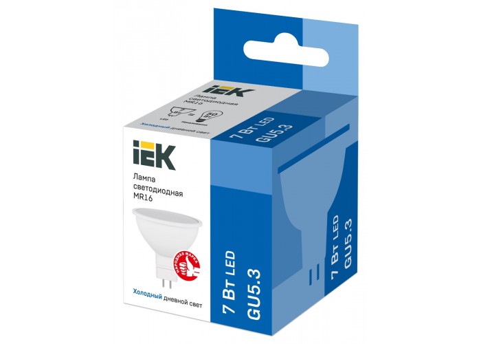 Лампа светодиодная IEK ECO MR16 7Вт 6500К GU5.3
