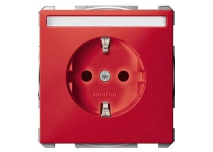 Механизм розетки SCHUKO с заслонками красный 16А Merten, MTN2302-4006