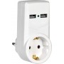 Мережевий адаптер IEK Т-01/01 2P+PE 16А 2хUSB 2,1A білий (WTP10-16-01-ZKU-K01)