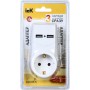 Мережевий адаптер IEK Т-01/01 2P+PE 16А 2хUSB 2,1A білий (WTP10-16-01-ZKU-K01)