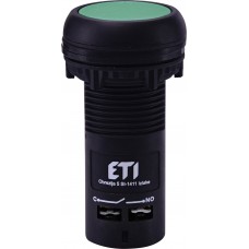 Моноблочна втоплена кнопка ETI 004771451 ECF-10-G (1NO зелена)