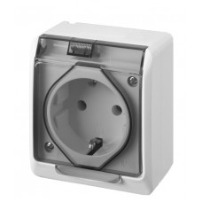 Накладна розетка з кришкою димчаста Elektro-Plast Hermes IP44, 0324-01