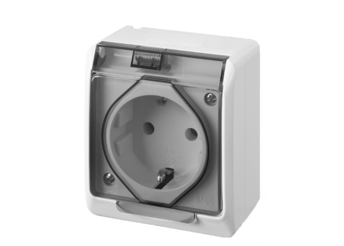 Накладна розетка з кришкою димчаста Elektro-Plast Hermes IP44, 0324-01