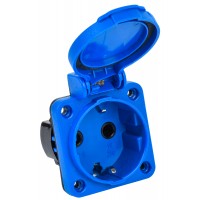 Панельна розетка Schuko IEK РП12-3 Magnum PSN71-016-3-2-54-K07 IP54 (синя)