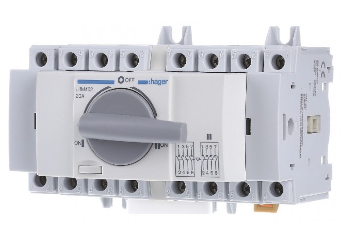 Перемикач Hager HIM402 I-0-II 20А 400/690В 4P 7м