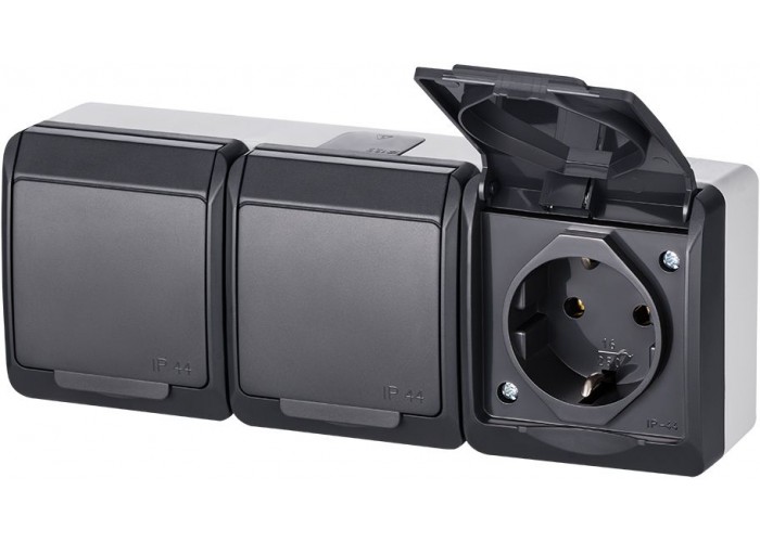 Розетка Elektro Plast 0326-7 Hermes 3 IP44 антрацит