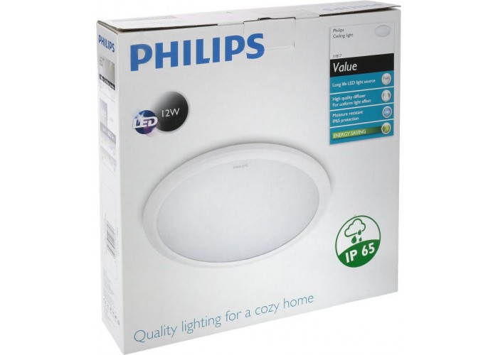 Стельовий пиловологозахищений світильник Philips 915004489401 31817 LED 12Вт 6500K IP65 White