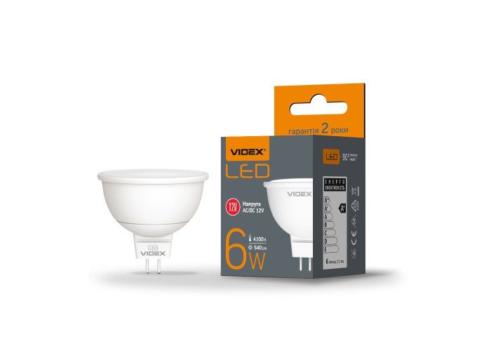 Світлодіодна лампа Videx MR16e GU5.3 6Вт 12В 4100K (VL-MR16e12V-06534)