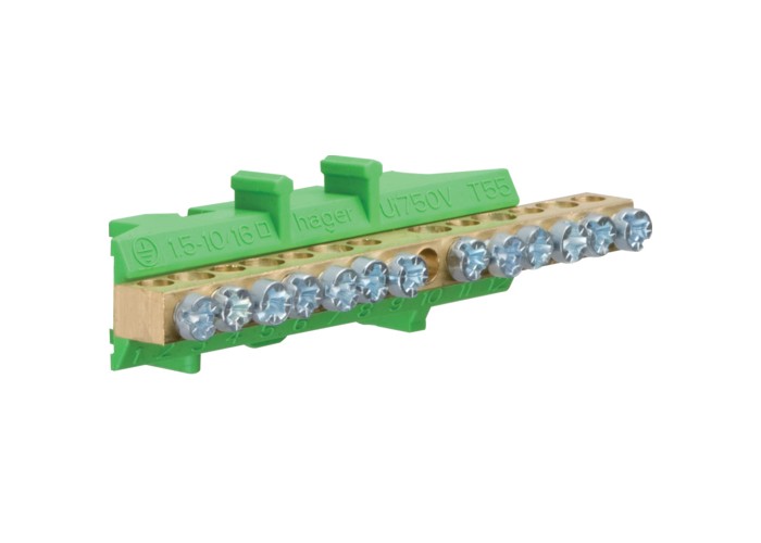 Защитная клемма с держателем Hager KM13E 6x16+7x10мм²