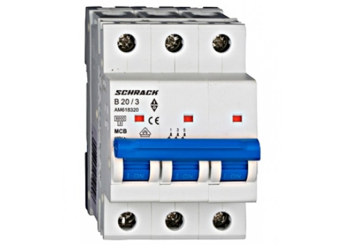 Автоматичний вимикач 20А 3P 6ка х-ка B, Schrack