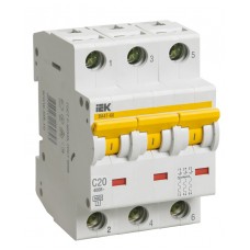 Автоматичний вимикач IEK ВА47-60 3Р 20А 6кА C (MVA41-3-020-C)