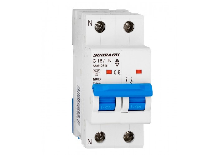 Автоматичний вимикач Schrack AM617616 6кА 16А 1P+N C