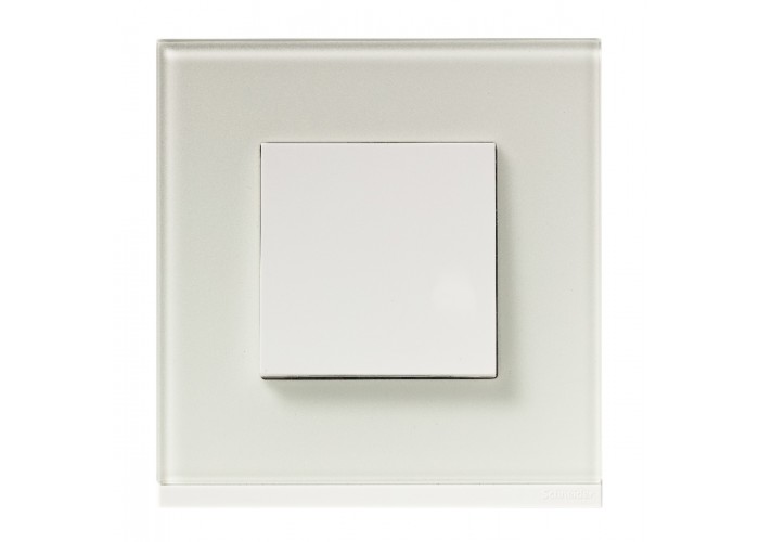 Горизонтальная однопостовая рамка Schneider Electric NU600285 (белое стекло/белый)