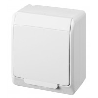 Накладна розетка з кришкою біла Elektro-Plast Hermes IP44, 0324-02