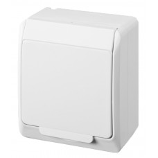 Накладна розетка з кришкою біла Elektro-Plast Hermes IP44, 0324-02