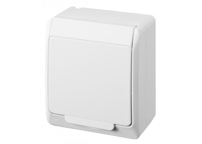 Накладна розетка з кришкою біла Elektro-Plast Hermes IP44, 0324-02