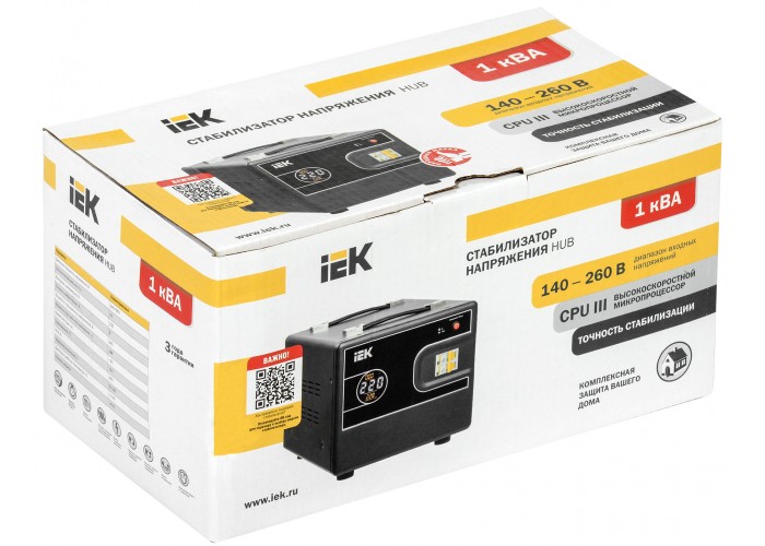 Релейний переносний стабілізатор напруги IEK HUB (IVS21-1-001-13) 1кВА