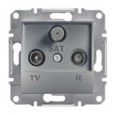 Розетка TV-R-SAT прохідна без рамки сталь Asfora, EPH3500262