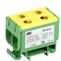 Силова ввідна клема IEK КВС 6-50мм2 2-рядна жовто-зелена