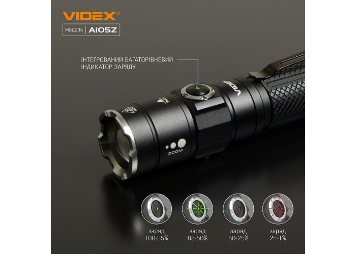 Світлодіодний портативний ліхтарик Videx 1200Лм 5000K (VLF-A105Z)