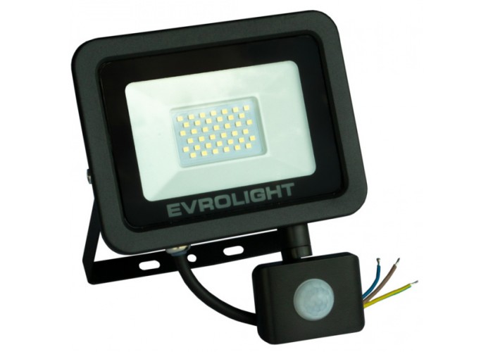 Світлодіодний прожектор Evrolight FM-01D-30 30Вт 6400К з датчиком руху (57052)