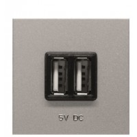 USB розетка ABB Zenit 2CLA228500N1301 N2285 PL (срібло)
