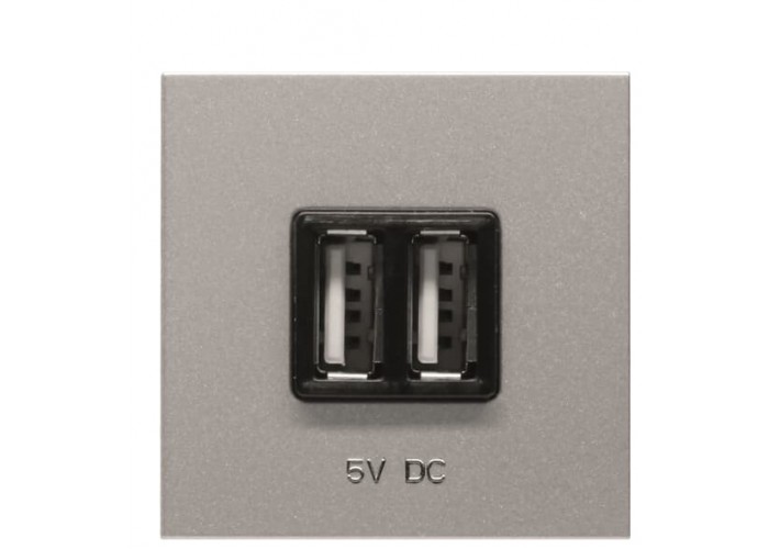USB розетка ABB Zenit 2CLA228500N1301 N2285 PL (срібло)