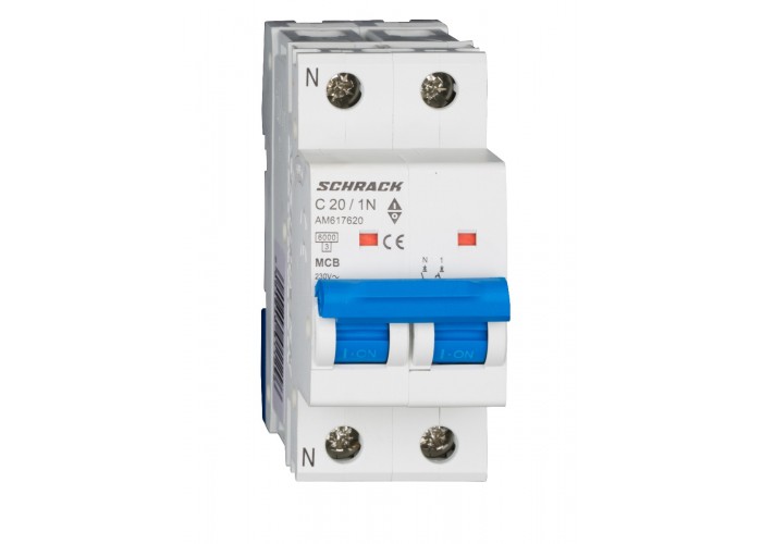 Автоматичний вимикач Schrack AM617620 6кА 20А 1P+N C