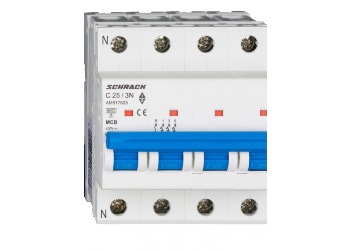 Автоматичний вимикач Schrack AM617825 6кА 25А 3P+N C
