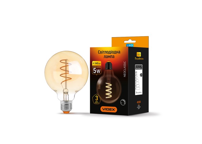 LED лампа Videx Filament G95 5W 2200K E27 с диммером VL-G95FASD-05272