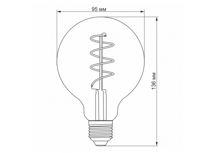 LED лампа Videx Filament G95 5W 2200K E27 с диммером VL-G95FASD-05272