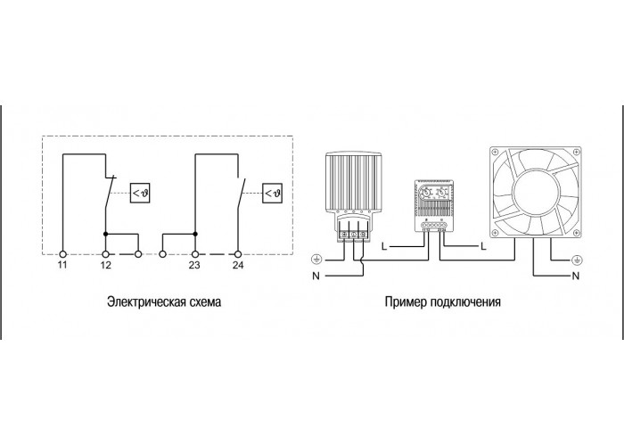 Термостат двухканальный от 0 до +60°C no+nc, иек [yce-dtno-nc-60]