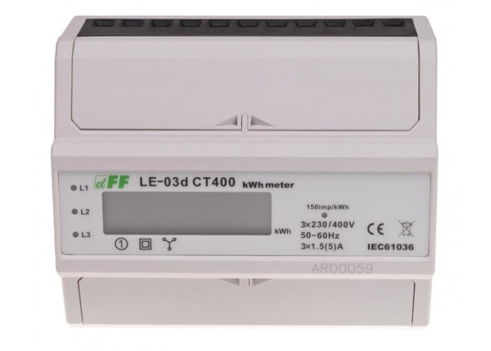 Лічильник електроенергії F&F LE03D-CT400 3х230/400В 3х5А (трансформатор 400/5A)