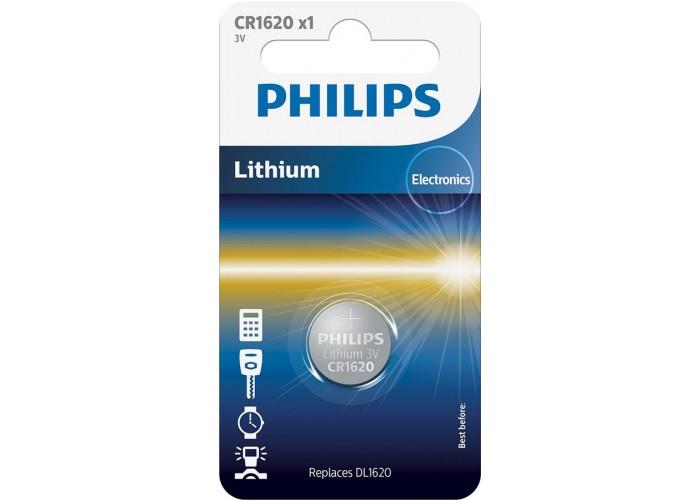 Литиевая батарейка Philips CR1620/00B Lithium CR 1620 BLI 1