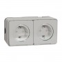 Накладна 2-місна розетка Schneider Electric MUR39035 із з/к та шторками IP55 (біла)
