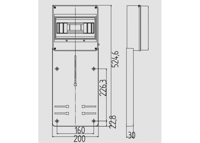 Панель під лічильник 3-фазна з S рівнем захисту з кришкою, Elektro-Plast