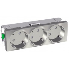 Потрійна розетка Schneider Electric Altira ALB46262 із заземленням та зі шторками (металік)