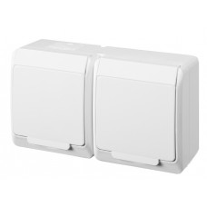 Розетка накладна 2-місна з кришкою біла Elektro-Plast Hermes IP44, 0325-02