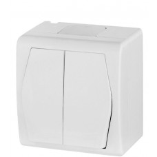Вимикач накладної 2-кл. білий Elektro-Plast Hermes-2 IP44, 1002-00