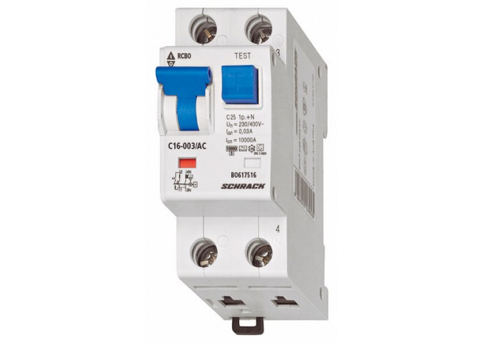 АВДС Schrack BO617516 10кА 16А 30мА 1P+N х-ка C тип АС