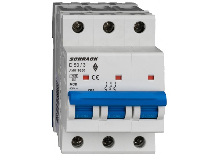 Автоматичний вимикач Schrack AM019350 10кА 50А 3P х-ка D