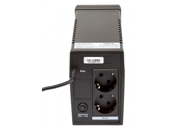 ДБЖ LogicPower LP3405 LPM-825VA-P у пластиковому корпусі з 2 євророзетками AVR 9Аг 12В (577Вт) (чорний)