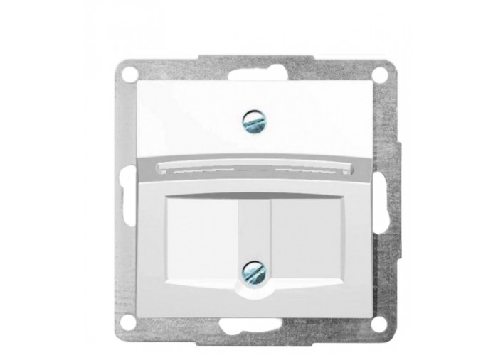 Корпус для установки 2-х разъемов RJ-12/RJ-45 АМР с заглушкой и полем для надписи, белый FIORENA