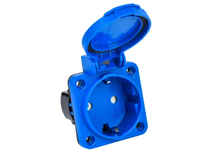Панельна розетка Schuko IEK РП16-3 Magnum PSN71-016-3-3-54-K07 IP54 з кришкою