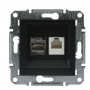 Розетка RJ45 + RJ12 5eUTP двойная без рамки антрацит Asfora, EPH4900171
