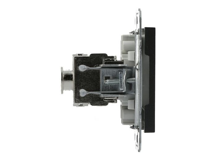 Розетка RJ45 + RJ12 5eUTP двойная без рамки антрацит Asfora, EPH4900171