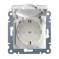 Розетка із захистом контактів, з кришкою, WL1160 Lumina-2, біла, Hager