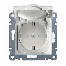 Розетка із захистом контактів, з кришкою, WL1160 Lumina-2, біла, Hager